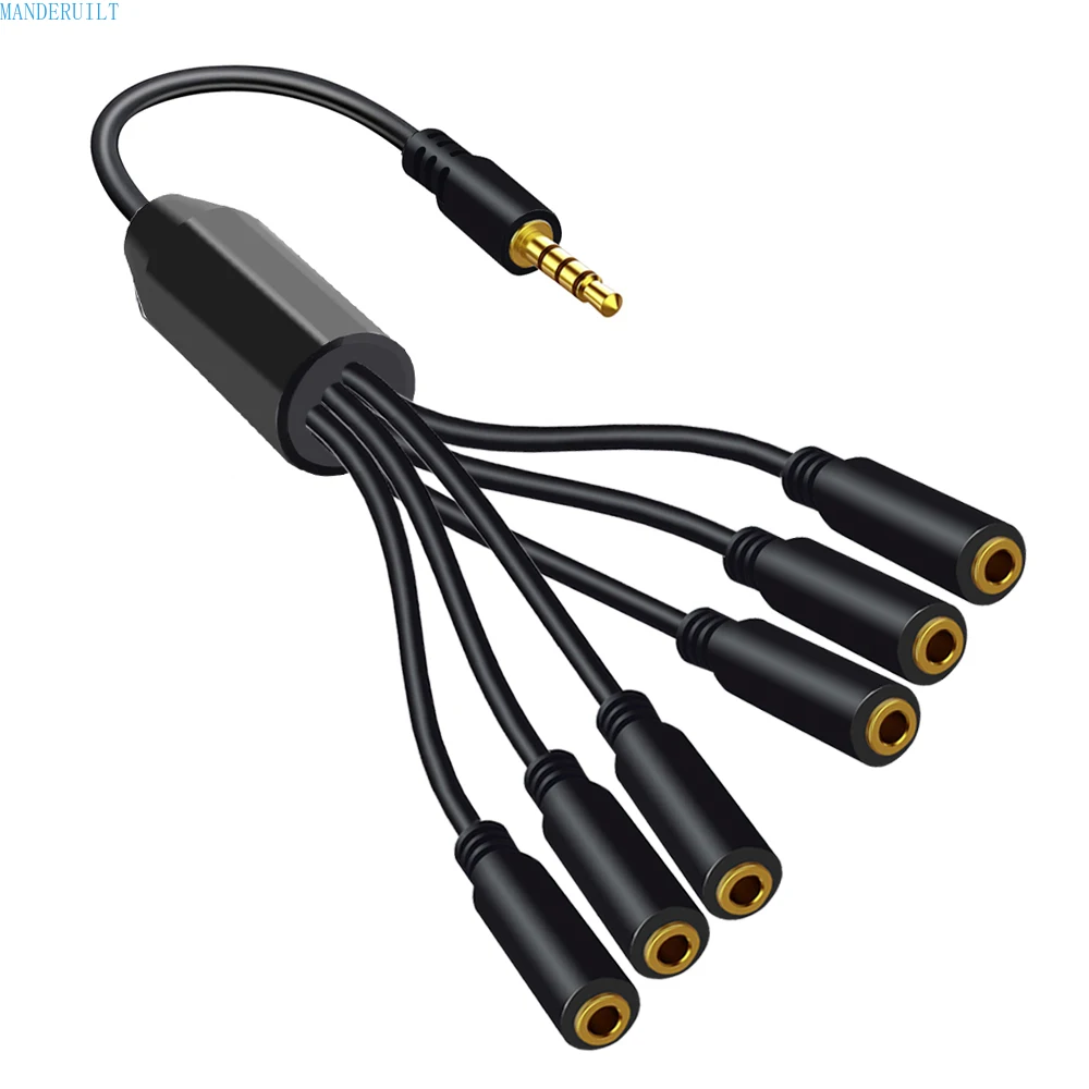 1/8 3.5mm TRRS Male To 3/4/5/6 Ports 3.5 Female Jack AUX Cable Earphone Mic Audio Adapter Cord for Phone Headset Splitter Cable