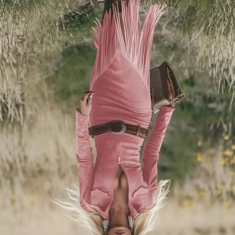 

Ретро-бестселлер: Новое женское платье в европейском и американском стиле на весну/лето с квадратным вырезом, завязками на шее и бахромой (без пояса), модное