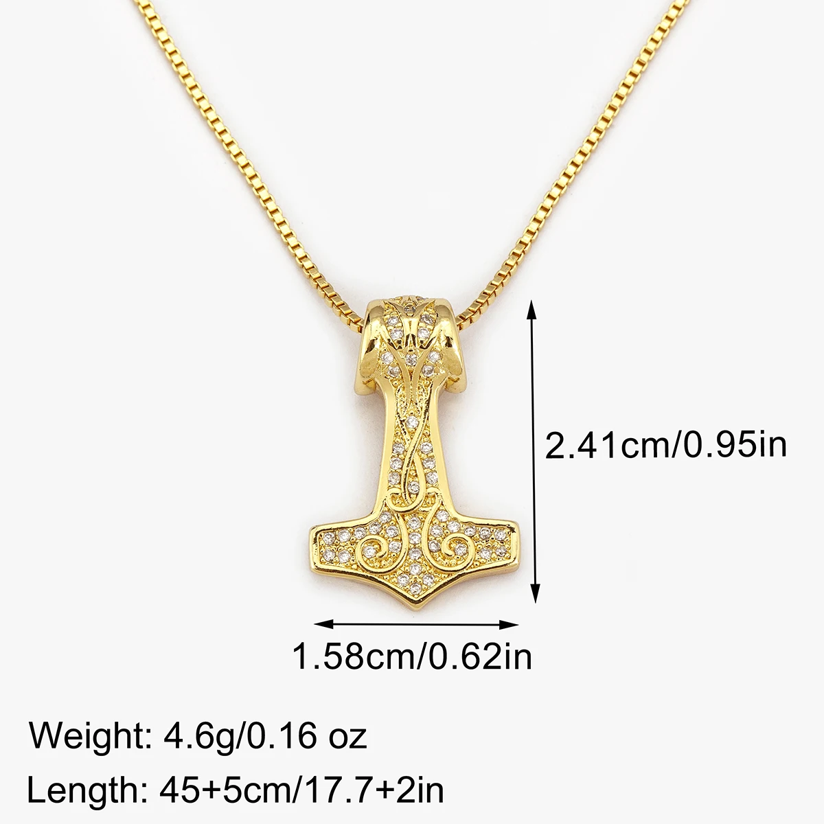 Nidin New Trendy Shine Zircon Viking Pirate Sailing Ship Thor's Hammer Charm Pendant Necklace For Female Male Punk Style Jewelry
