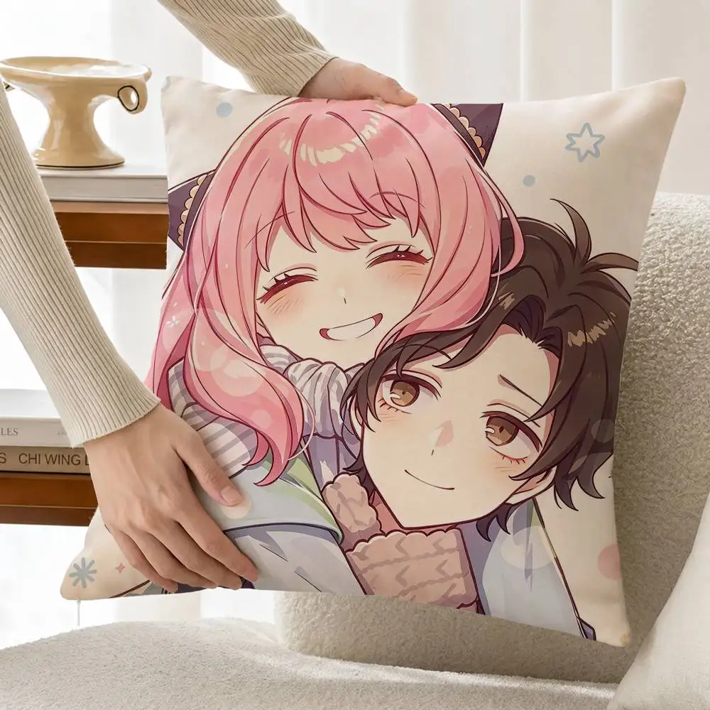 S-SPY Funny FAMILY Anya Forger Damian Customizable Square Pillow case Double Sided Print Sofa Bedroom Decor Cushion Cover
