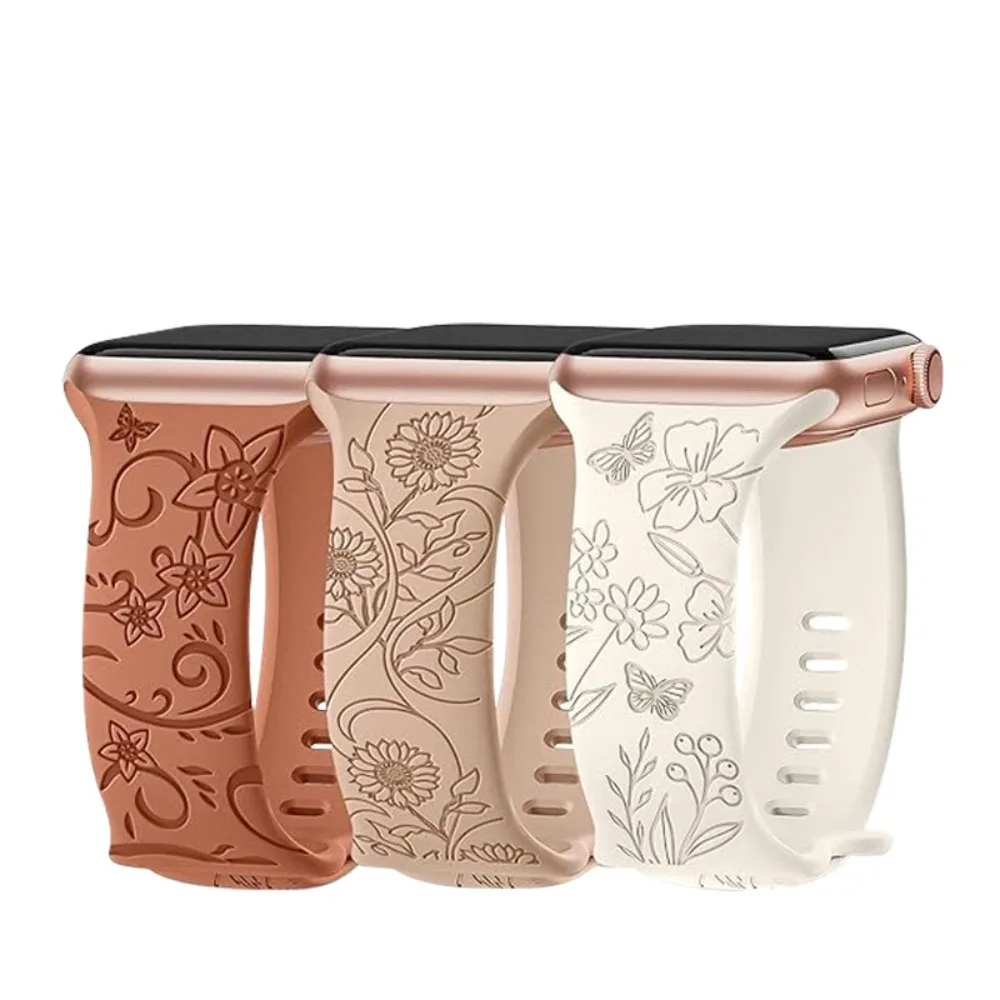 ひまわり柄時計バンドシリコーンギフト花彫刻ストラップ複数の色 38/40/41/42/44/45/49 ミリメートル Apple Watch