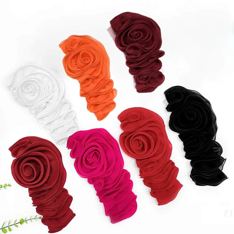 [YU] décoration florale 3D Patch de fleur fait à la main bricolage poitrine fleur couture Applique pour accessoires de robe de mariée