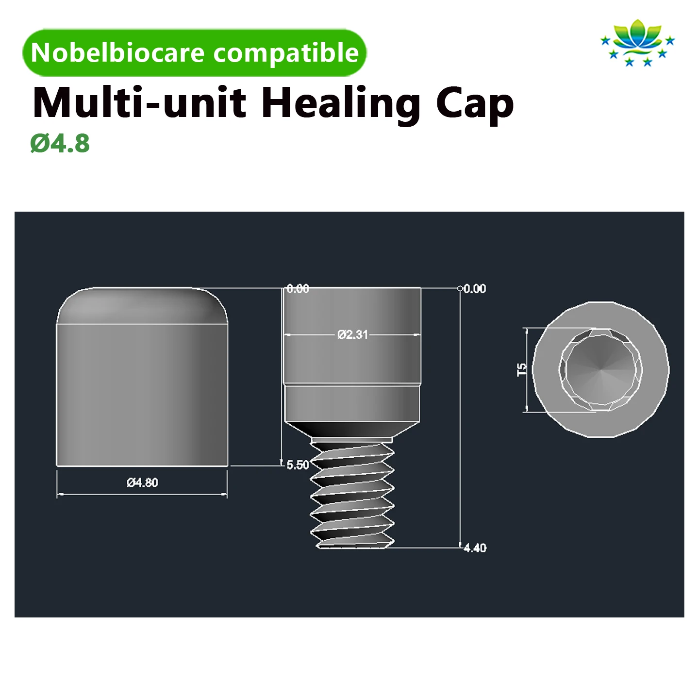 Protective Cap for Nobel Multi Unit Abutment Titanium Healing Cover Screw Retained Temporary Gingiva Former Dental Implant Lab