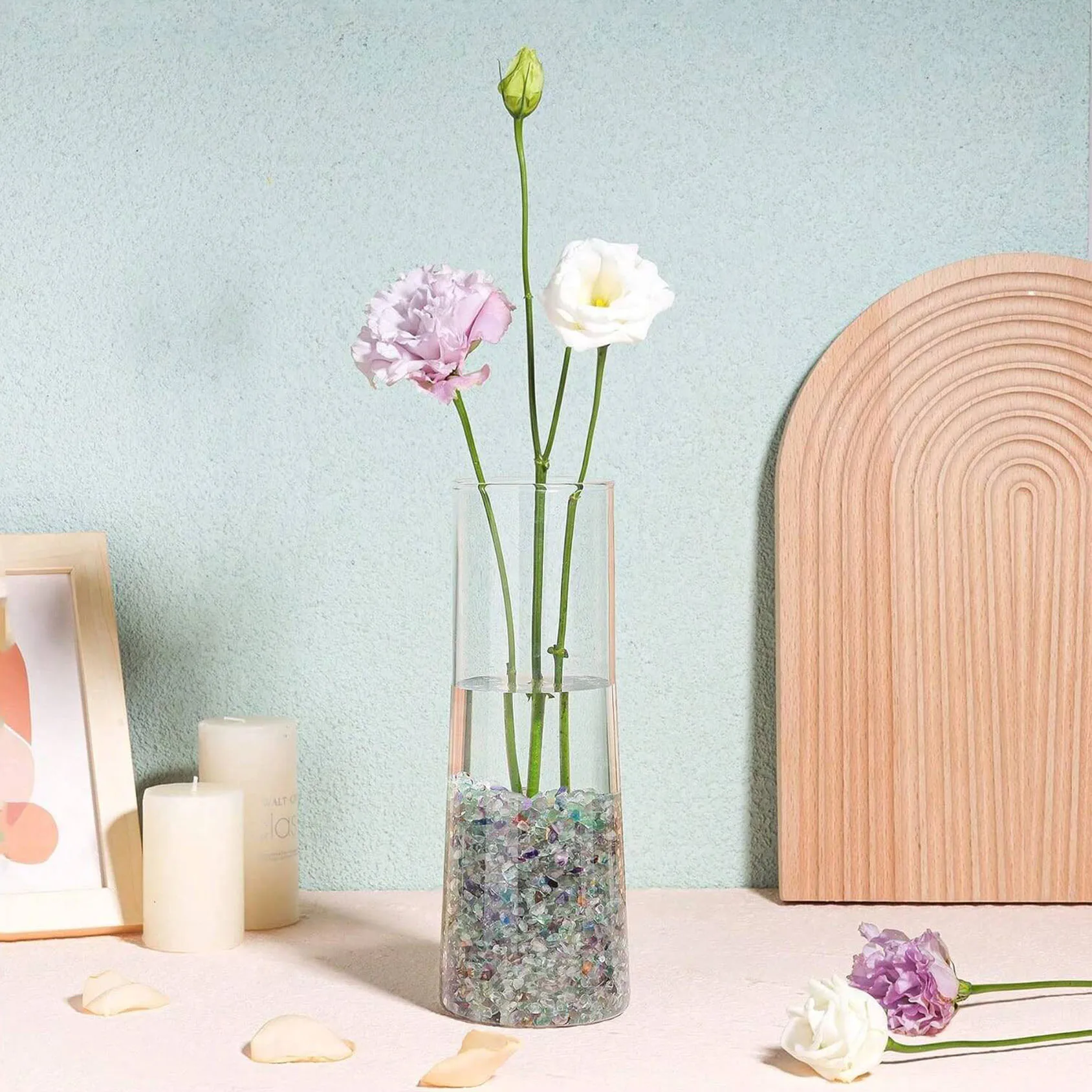 Crystal Chips Stone Crushed Quartz Glass  - Fluorite Tumbled Gravel Small Decorative Pebbles Bulk,Vases Filler, Succulent Plants view 6