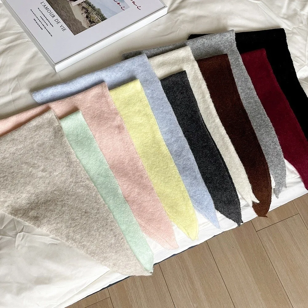 

New Solid Color Knitted Triangular Scarf Multi-functional Soft Shawl Coldproof Imitation Wool Neck Warmer Autumn and Winter