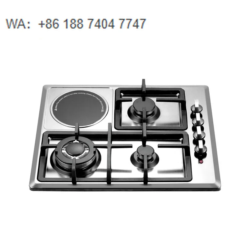 Heavy Cast Iron 4 Burner Built in Stainless Steel Gas Electric Hob Kitchen  Cooktop LPG NG Gas Available  From China Factory