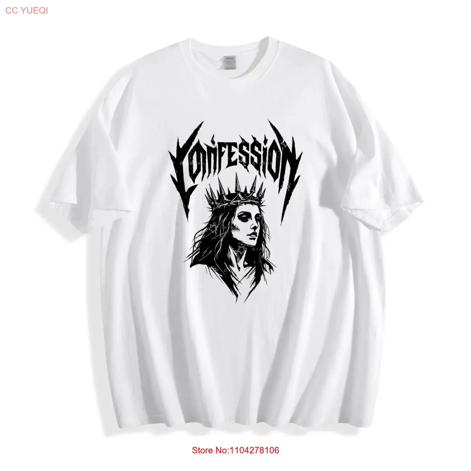 Confession Queen T Shirt Dark Metal Streetwear Design long or short sleeves vintage Washed Slightly fashion graphic Comfortable