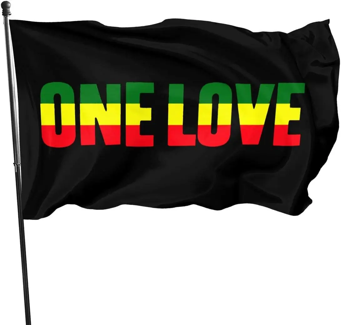 One Love With Rasta 3x5 Foot Flag Outdoor Flags 100% Single-Layer Translucent Polyester 3x5 Ft