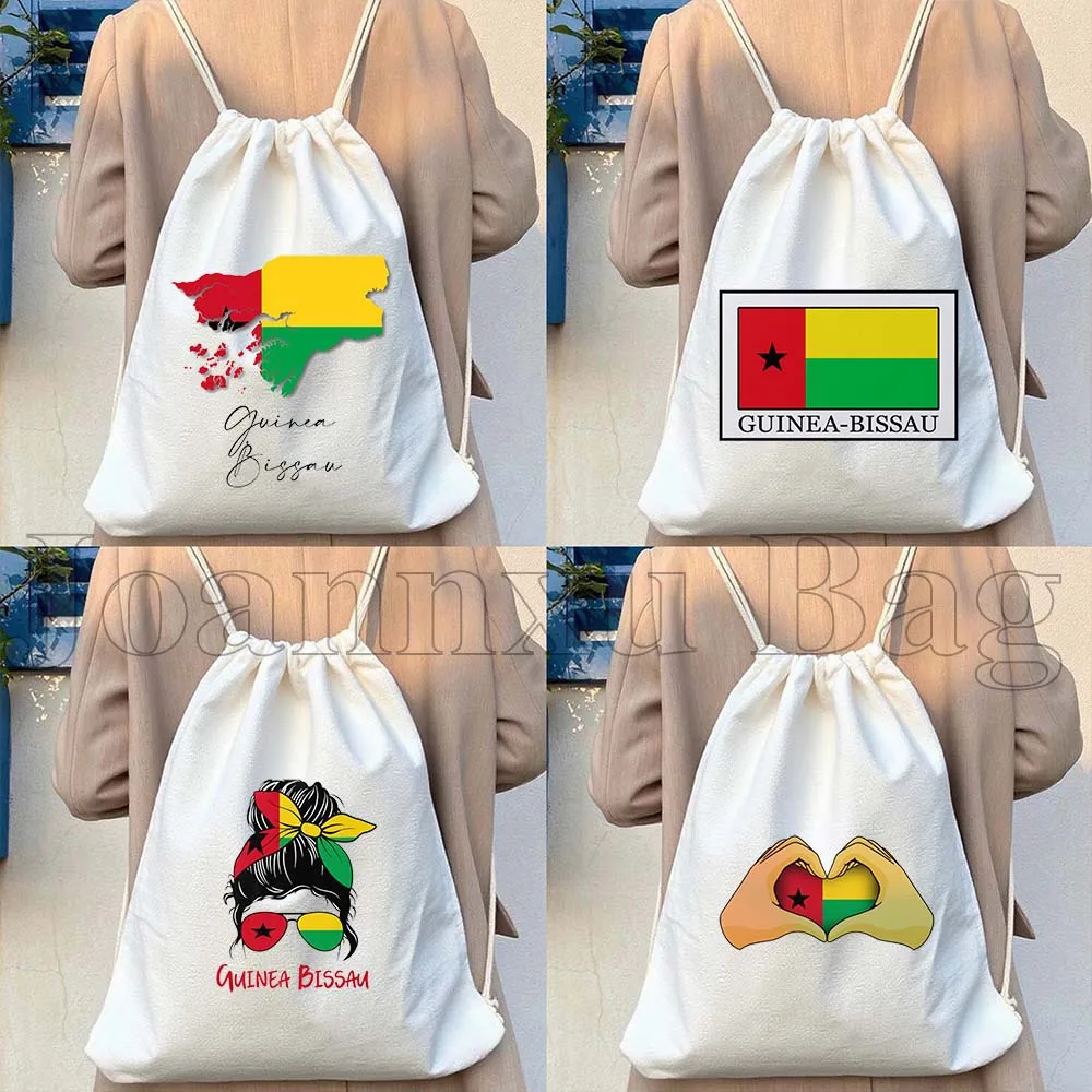 

Guinea Bissau Flag Map Emblem Guinean Girl Gift Durable Canvas Drawstring Bag Soccer Backpack Workout Sackpack Cotton String Bag