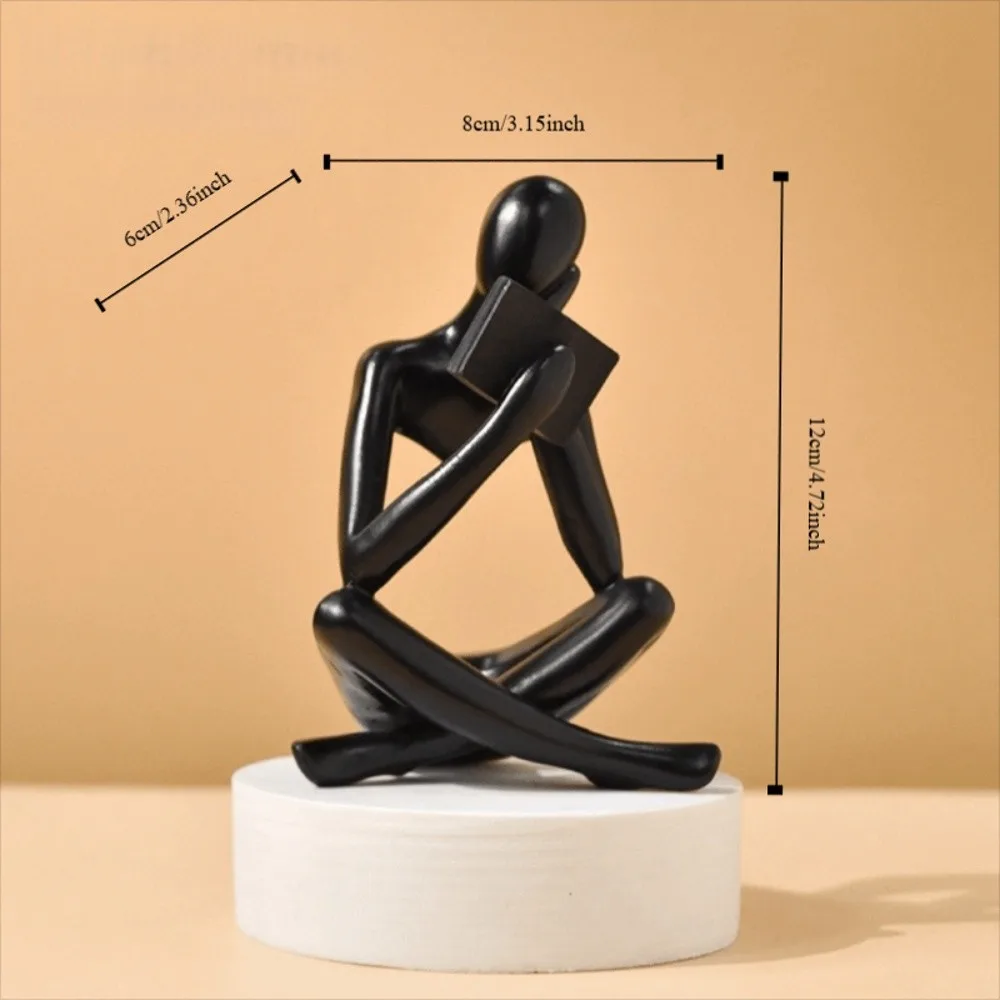 White Modern The Thinker Statue Nordic Style Abstract Reading Sculpture Bookshelf Art Deco Resin Figurine Ornaments Bookshelf