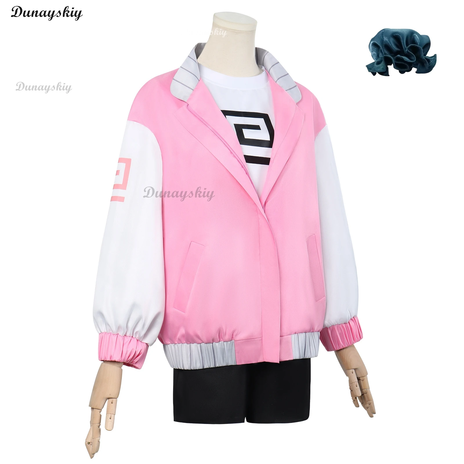 Anime SAKAMOTO DAYS Lu Shaotang Cosplay Costume Wig Red Plait Long Hair Pink Coat Top Shorts Set Halloween Cosplay Customized