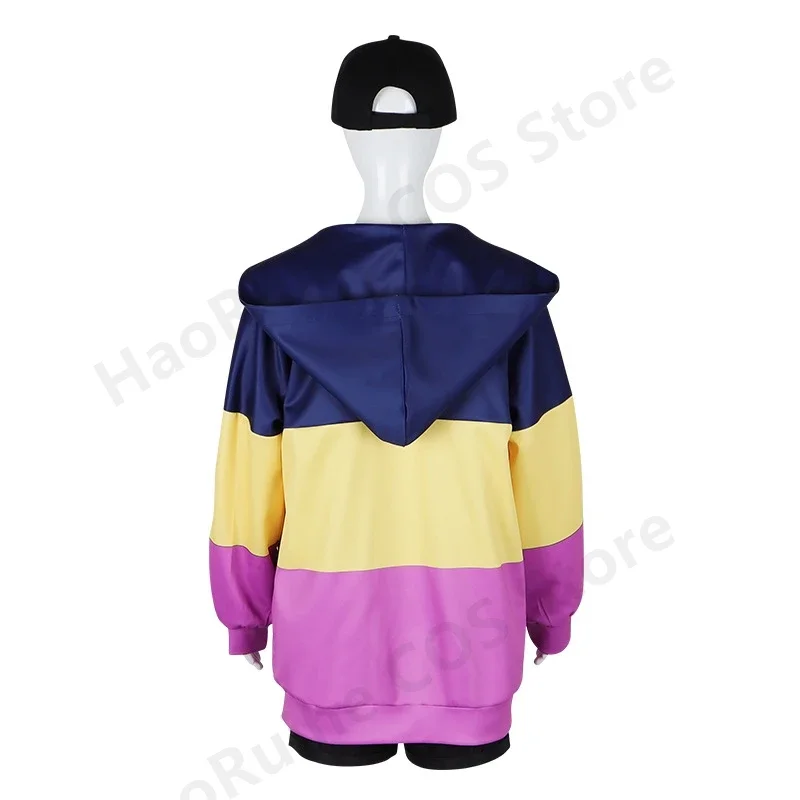 Anime Ya Boy Kongming Paripi Koumei Tsukimi Eiko Costume Cosplay giacca con cappuccio parrucca bionda cappello camicia pantaloni ragazze Set Party Outfit