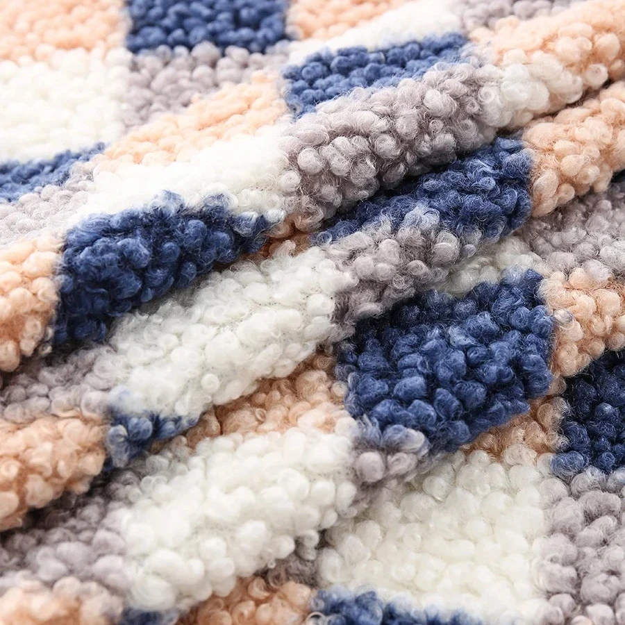 

Плюшевая кукла «сделай сам» в клетку с принтом, утолщенная теплая одежда, гранулированная плюшевая ткань с овчиной, 160x50 см