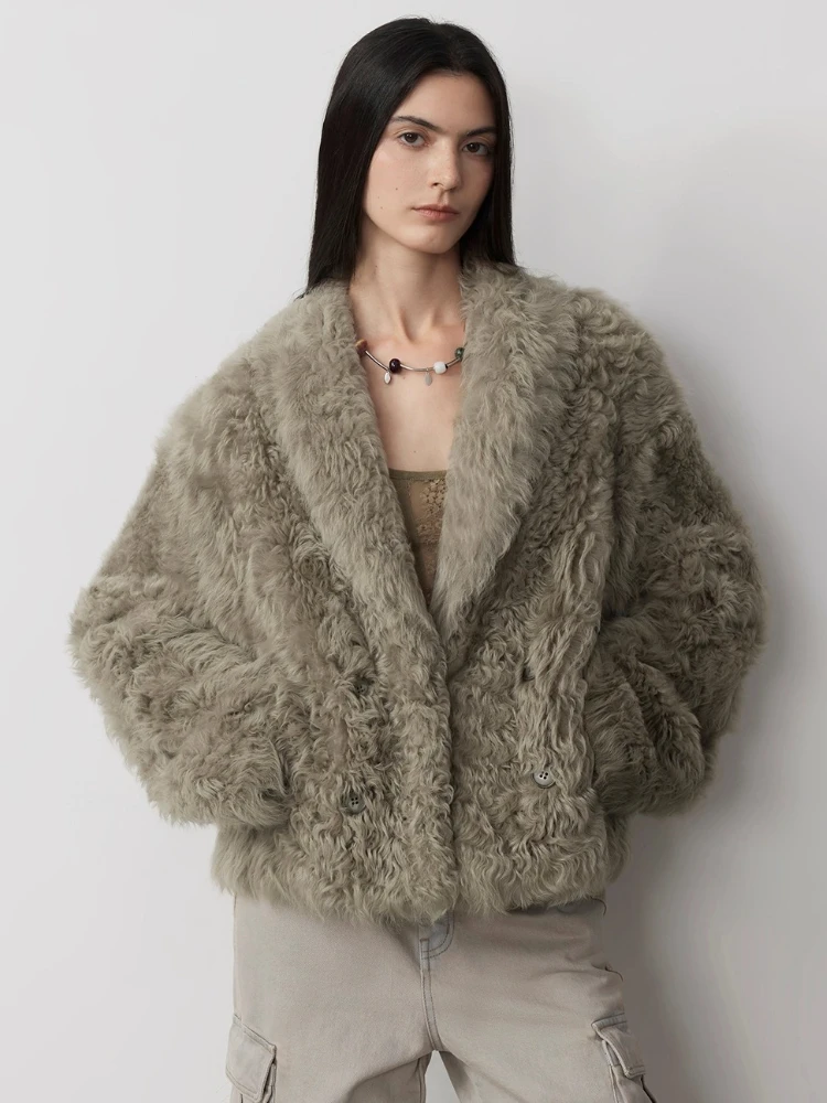 

High-end Luxury Toscana Lamb Fur Winter Fluffy Jackets for Women 2026 New Simple Vintage Short Genuine Leather Real Fur Coat