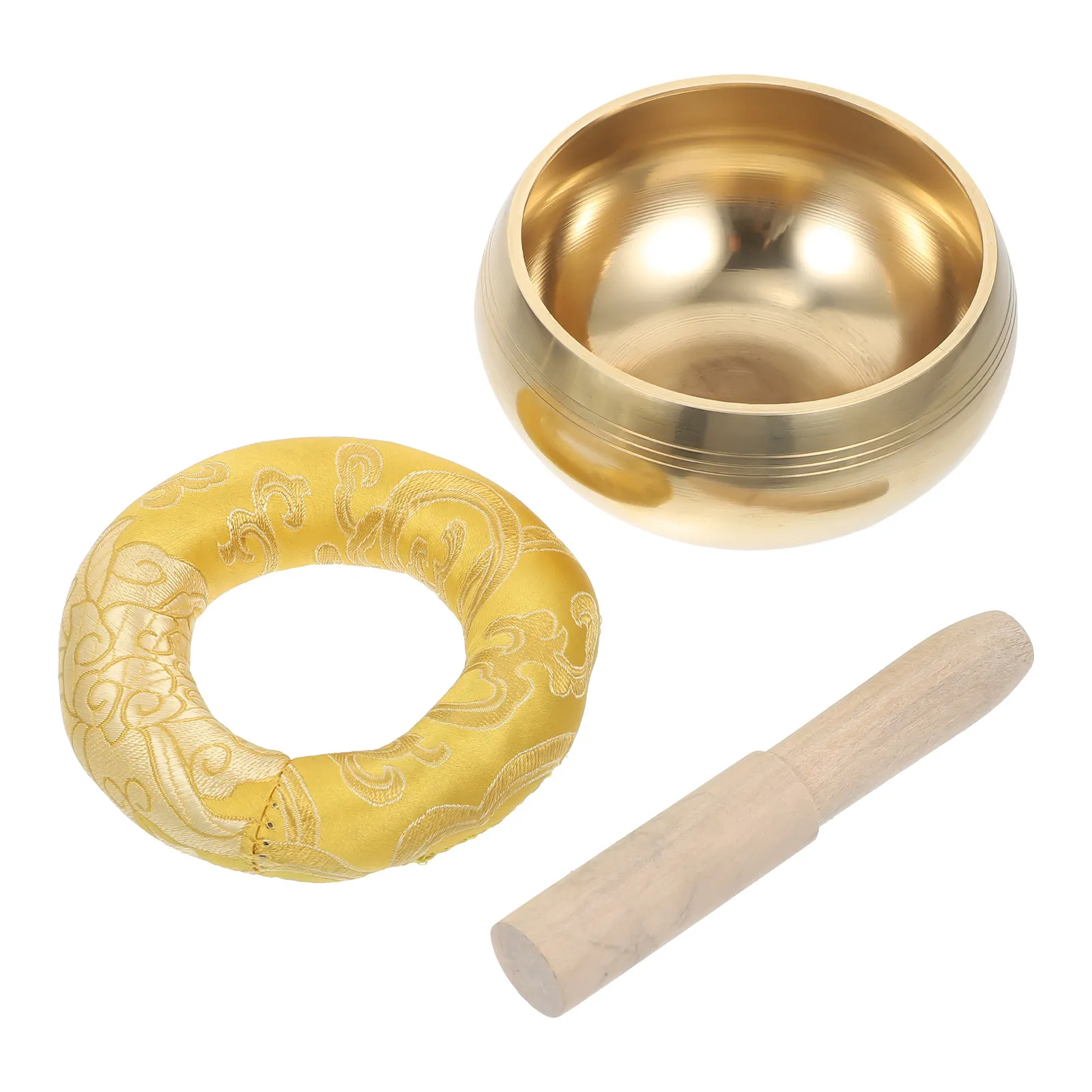 1Set Tibetan Inspired Copper Singing Bowl with Mallet Mat for Mindfulness Meditation Deep Sleep Stress Relief Home Studio