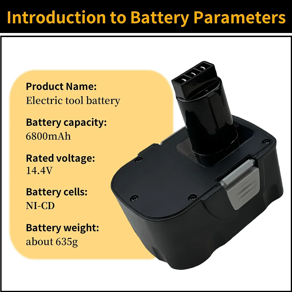 14.4V 6.8Ah rechargeable power tool battery, suitable for Interskol H14.4 DA-18ER WU-18ER SD-18ER cordless drilling rig battery