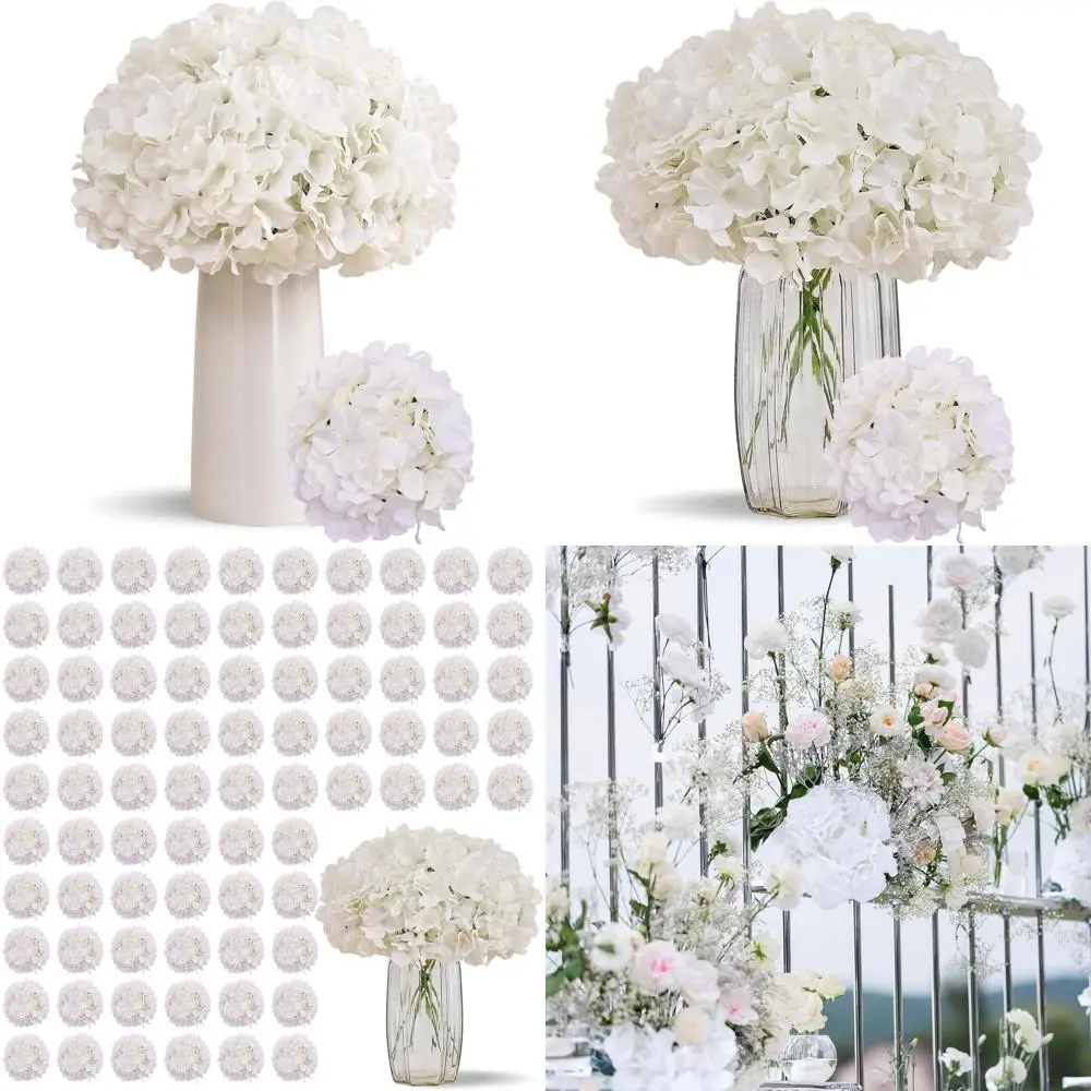 

Ivory Silk Hydrangea Artificial Flower Stems for Weddings, Home, Garden, Baby Showers, and Party Decorations