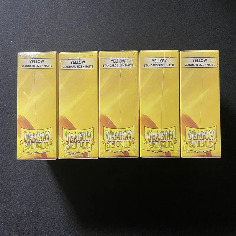 5PACK Dragon Shield Yellow TCG Board Game Standard Size Sleeves Play Card Protector MTG/PKM Cover 66x91mm