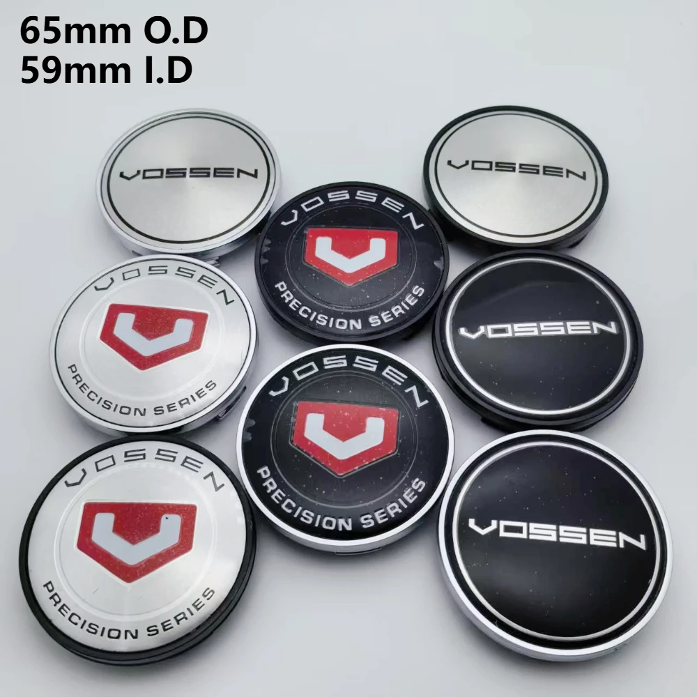 4 unidades Tapacubos de 65MM con Emblema Vossen de 59MM para Centro de Rueda de Coche, Tapas de Buje, Tapacubos de Llanta, Cubierta Antipolvo, Accesorios de Repuesto para Coche