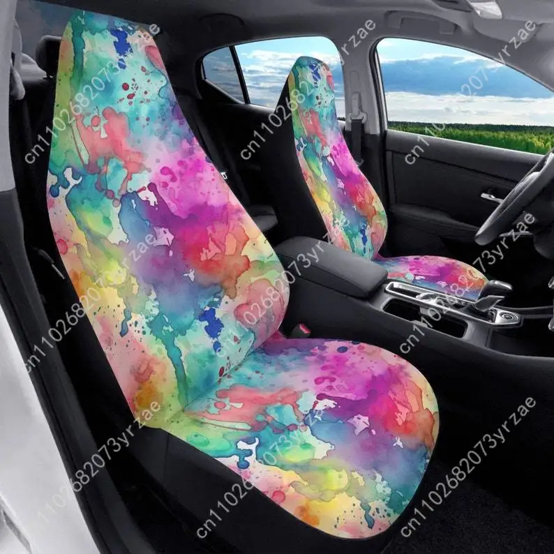 

Rainbow Splashes Car Seat Covers Universal Environmentally Friendly Interior Decorations Comfortable Breathable Car Seat Covers