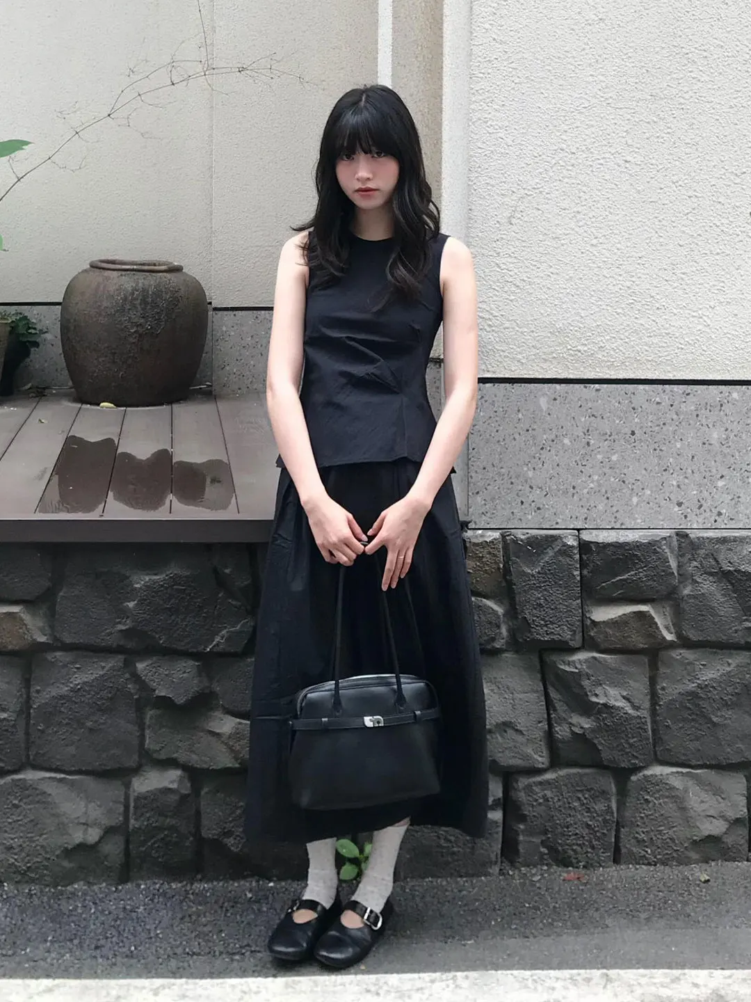High Waist Black  Midi Skirt Spring Summer A-Line Cotton Breathable Slimming Bloomer Style Dark Retro Half-length Skirt