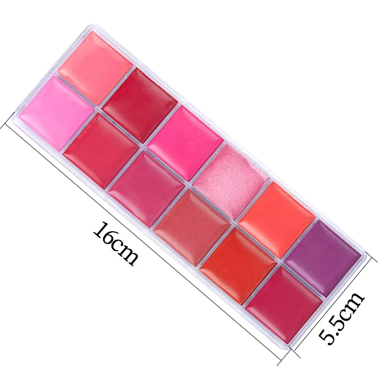 12 colores hidratante no pegajoso taza labio barro labio glaseado crema terciopelo mate brillo labial paleta de lápiz labial