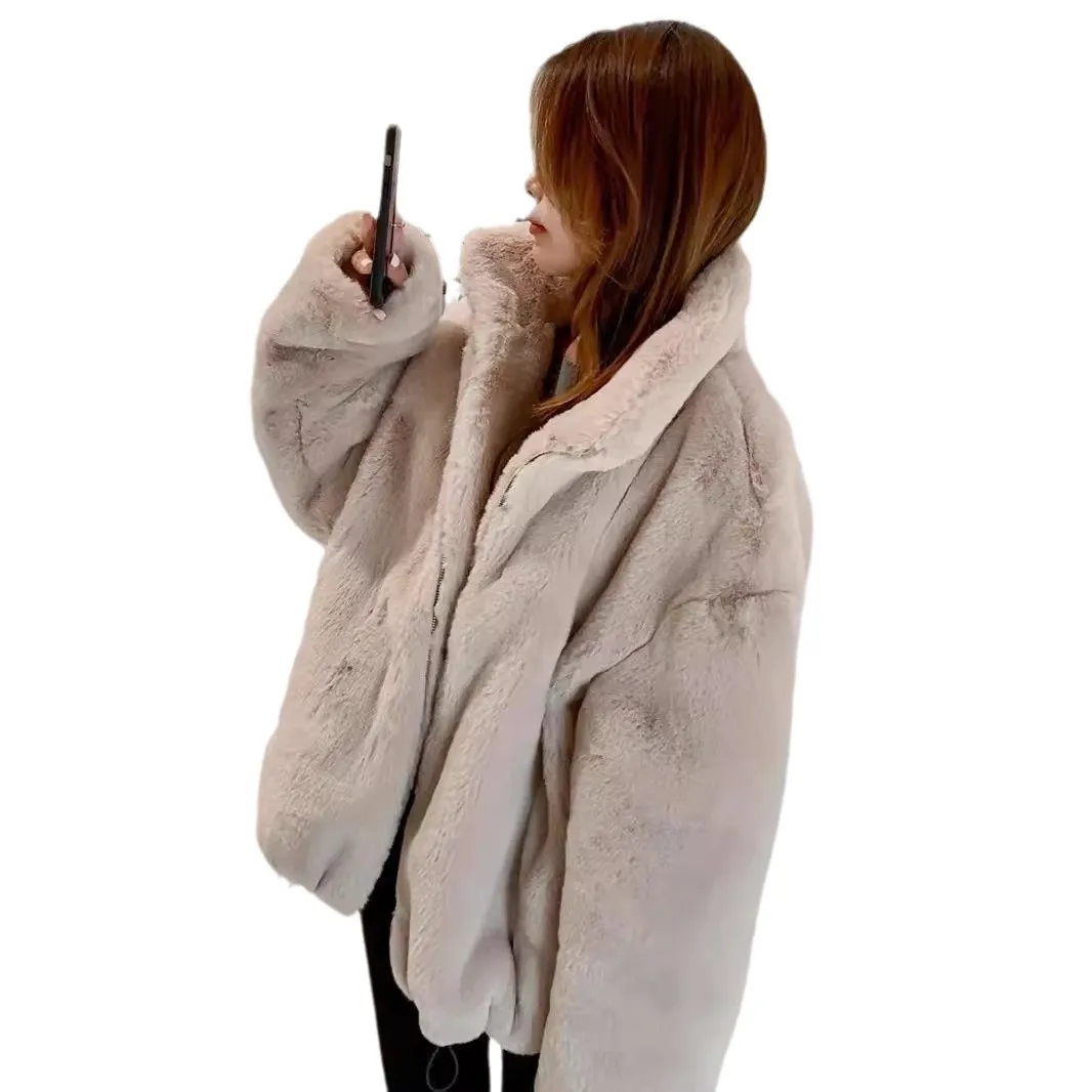 Amazon AliExpress cross-border custom autumn and winter stand-up collar artificial fur top thickened warm imitation fur fur coat