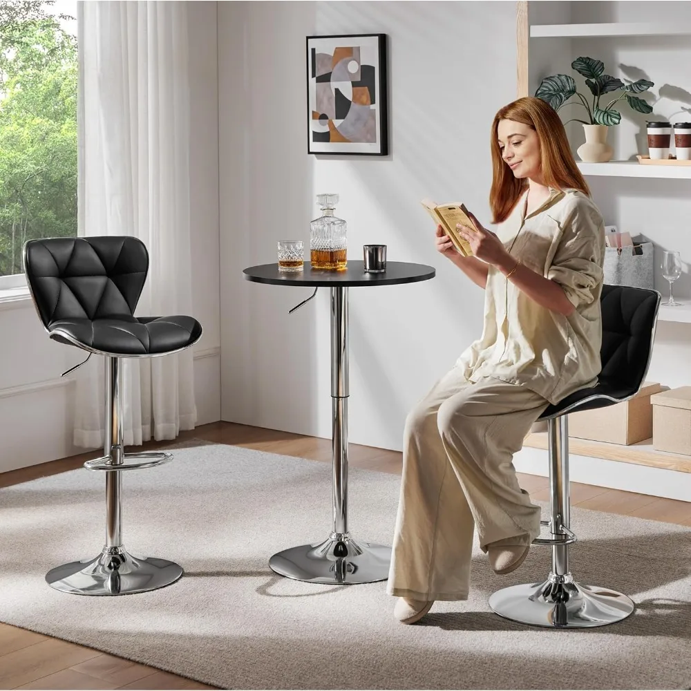 현대적인 원형 회전 바 테이블 세트, 2인용 조절 가능한 펍 높이 카페 테이블