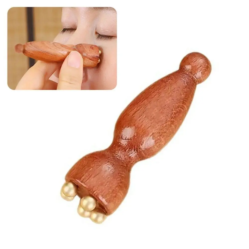 Durable Lotus Pod Eye Massager Roller 5 Teeth Wooden Eye Scraping Tendon Stick Mini Skin Care Tool for Relieve Facial Fatigue
