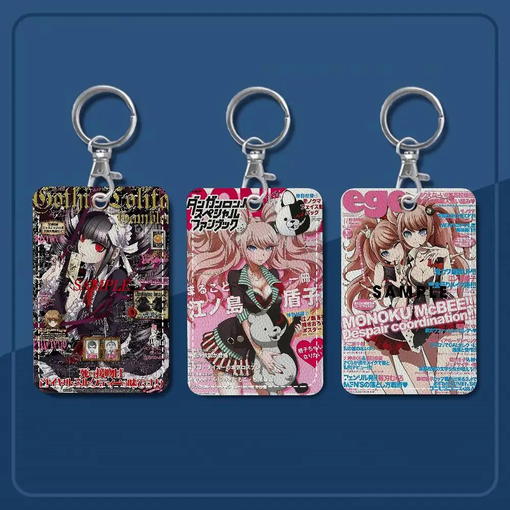 Classic Anime Danganronpa Card Holders Student ID Card Protective Cover Cases Student Campus Access Cards Key Chain Anti-lost