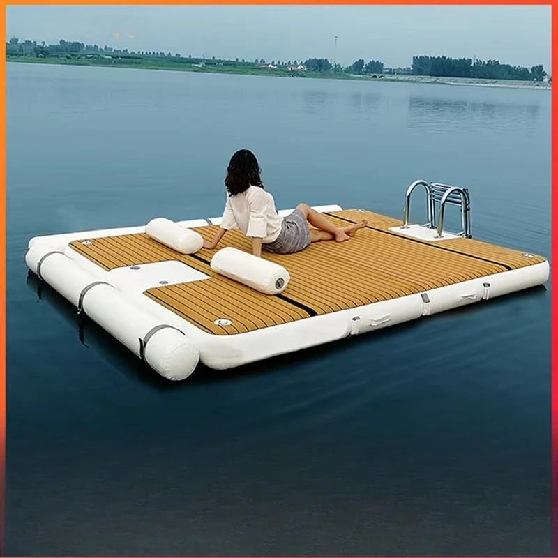 Customized water floating platform Outdoor swimming Inflatable floating row Sea surface rest Floating bed Motorboat dock Floatin