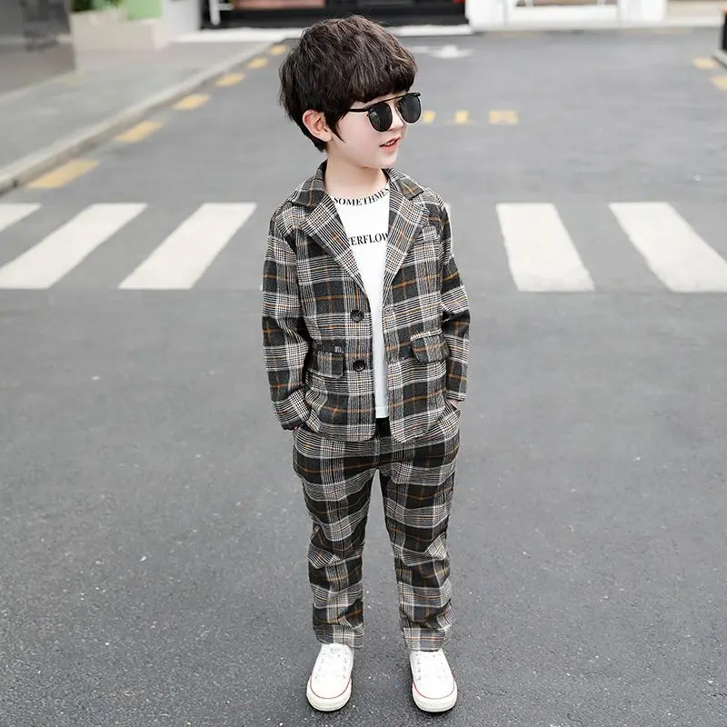 

2025 New Boys' Suits Set Spring Autumn Korean Style British Formal Wear Casual Suit Jacket for Kids Boys