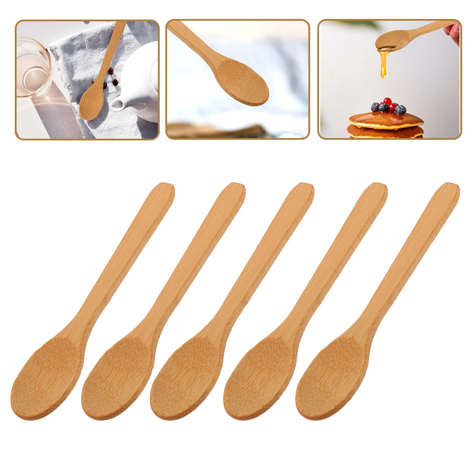 

10Pcs Bamboo Honey Spoons Mini Rustic Kitchen Spoons for Coffee Tea Seasoning Dessert Mixing Mini Bamboo Spoon