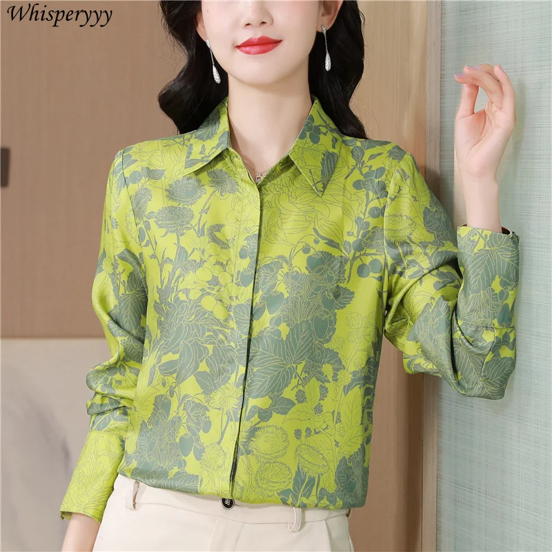 Vintage Blouse Women Spring Autumn New Temperament Printed Shirt Female Button Chemise Femme Casual Long Sleeve Lapel Tops