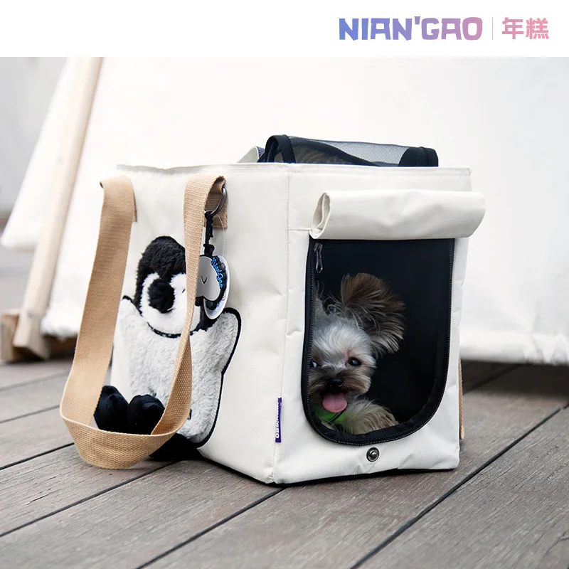 Cute Duck Pattern Pet Out Cat Bag Penguin Shoulder Bag Dog Bag Portable Large Capacity