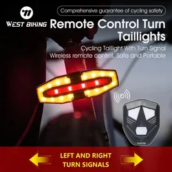 WEST BIKING Bike Taillight Remote Control Bicycle Turn Taillight Type-C Charging LED Cycling Warning Lamp Portable Bike Light