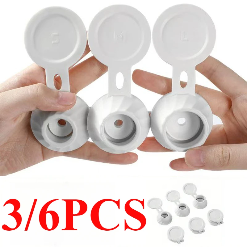 

3/6pcs Bottle Emptying Caps Kit Shampoo Bottle Leakproof Cover Set 3 Sizes Inverted Adapters Transfer for Shampoo Dispenser