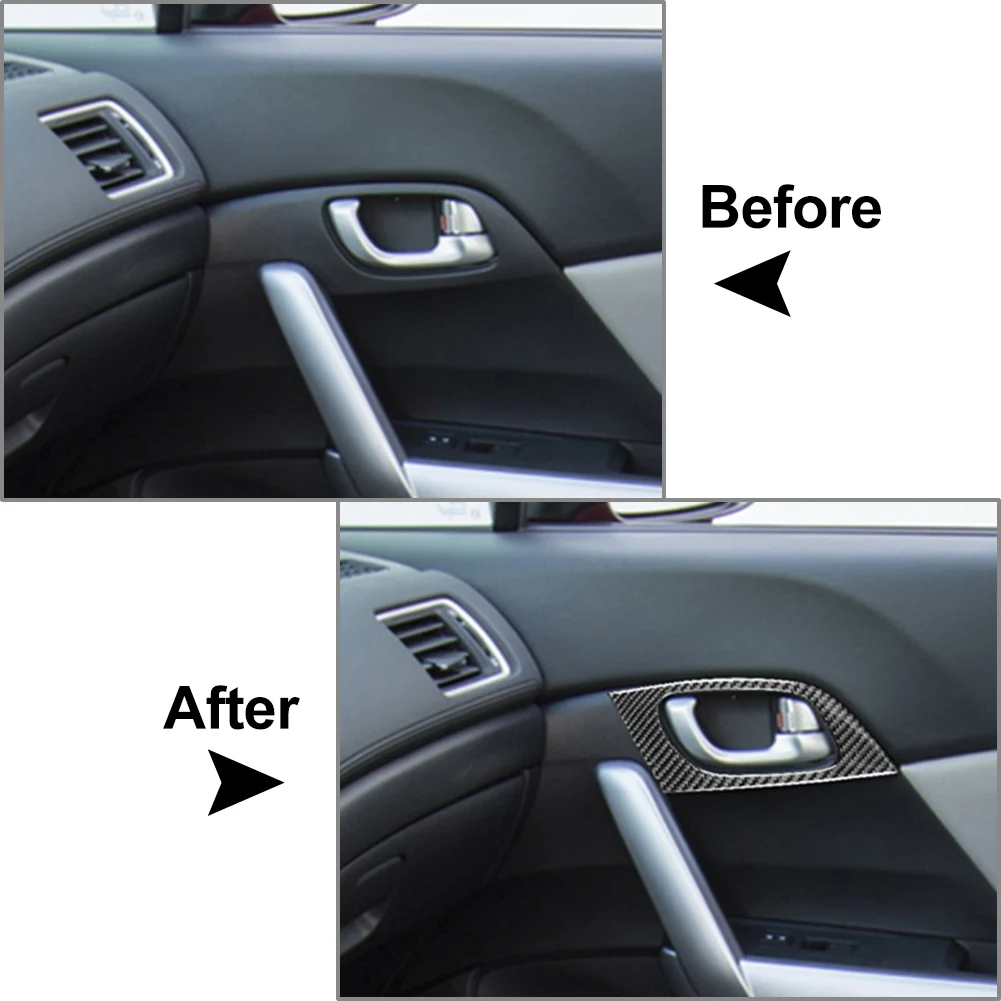 Carbon Fiber Car Interior Door Handle Cover Trim Decoration For Honda Civic 9th Coupe Sedan 2012 2013 204 2015