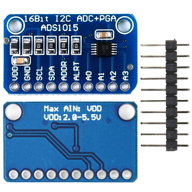 Picture 3: 16 Bit I2C ADS1115 ADS1015 Module ADC 4 channel with Pro Gain Amplifier 2.0V to 5.5V for Arduino RPi