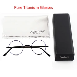 Luxury Titanium Round Vintage Optical Eyeglass Frames Prescription Eyewear without Nose Pads