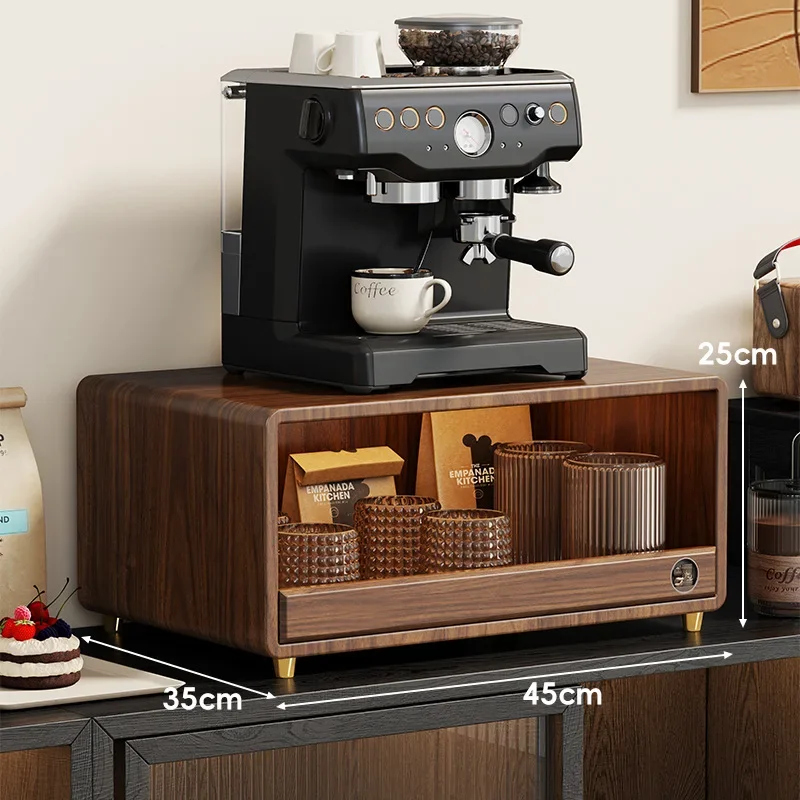 Solid wood cup storage rack desktop coffee machine kettle storage cabinet multi-layer dustproof water cup tea set