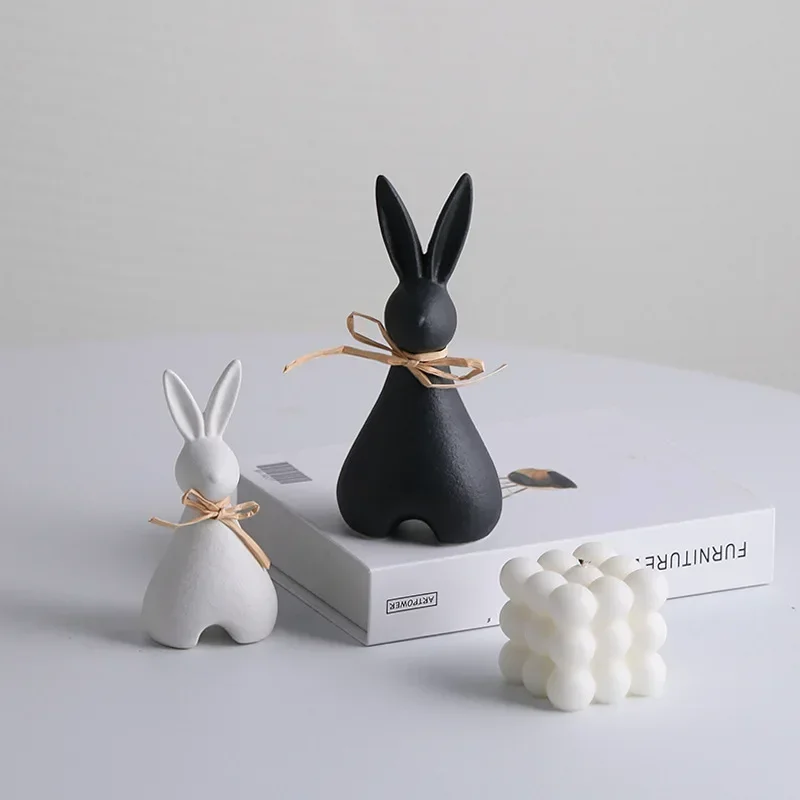 Creative Rabbit Bookend Ornament Wine Cabinet Living Room Ceramic Desktop Bookend Home Decoration Cute Gift