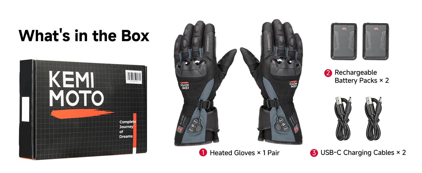 KEMIMOTO Motorrad-Heizhandschuhe Winter Moto-Heizhandschuhe Warme Wasserdichte Wiederaufladbare Heizhandschuhe für Schneemobile – Detail 11