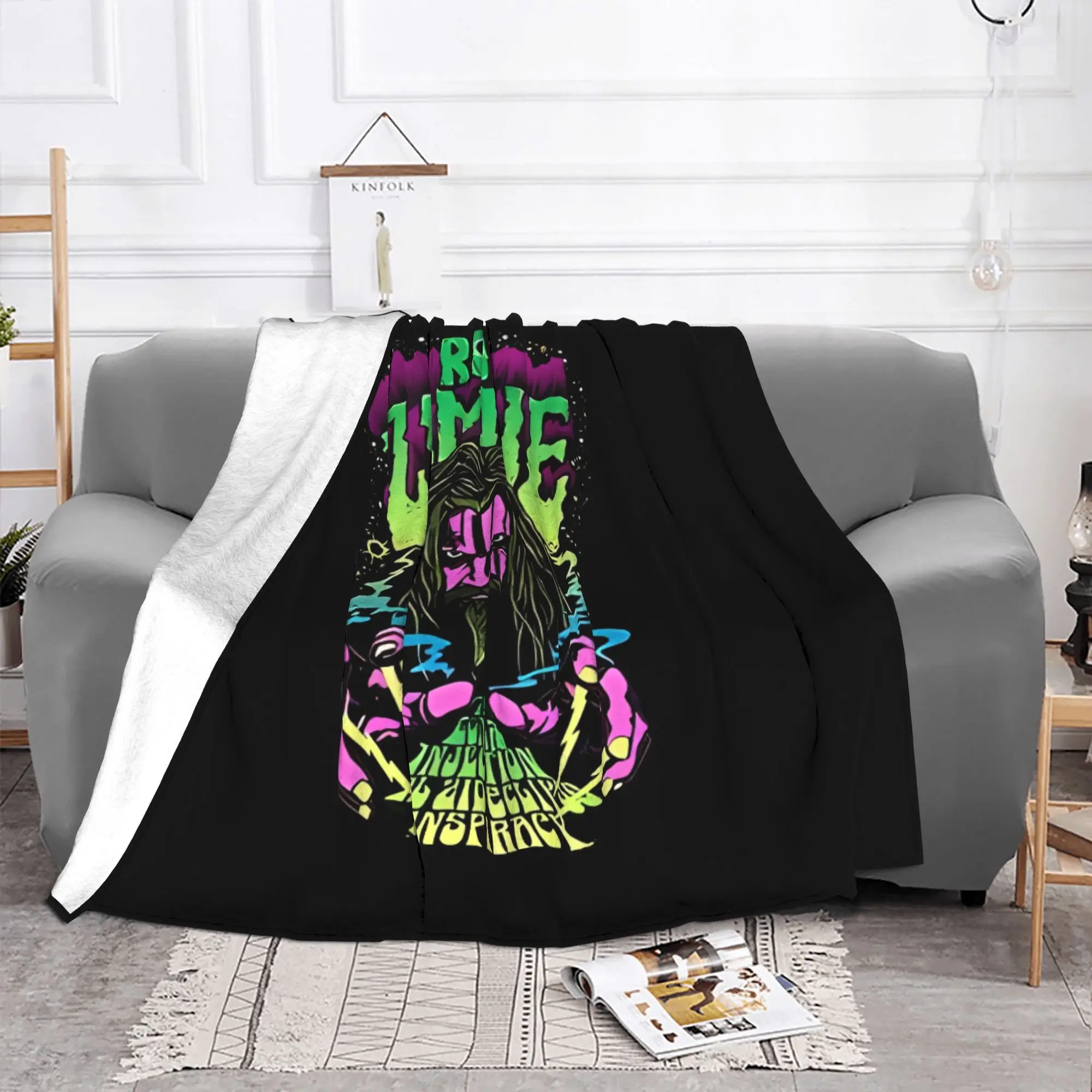 1PC Music 90S  Man Horror New the robzombie home room decorations Winter Blankets for Adults Bedding Home Interior Sofa Knee