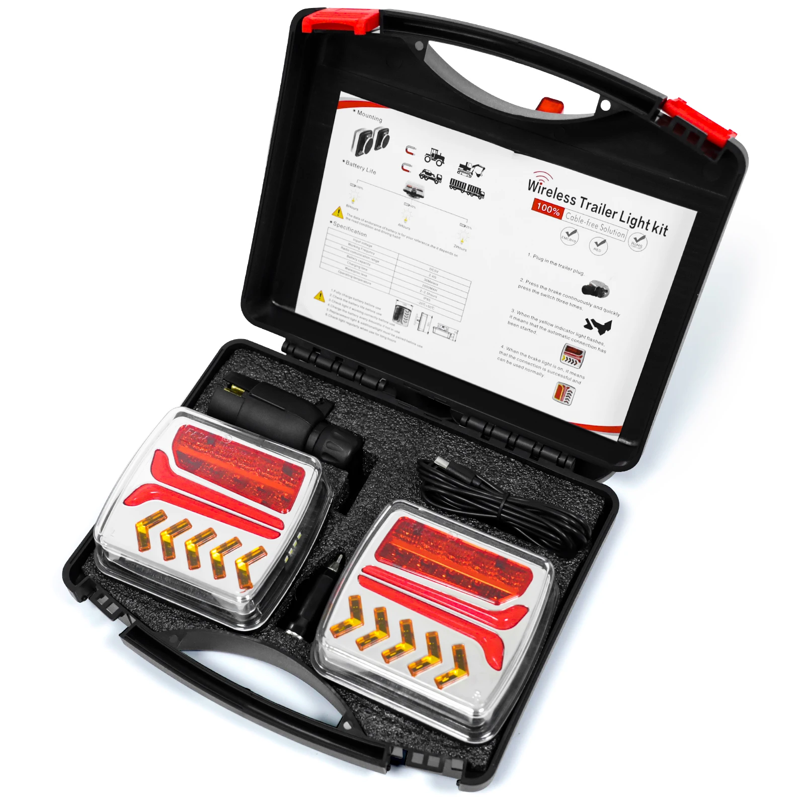 

Yuanjoy Wireless Trailer Lights 12V Trailer Light board Magnetic LED Trailer Lights Suitable for Truck Rechargeable Waterproof