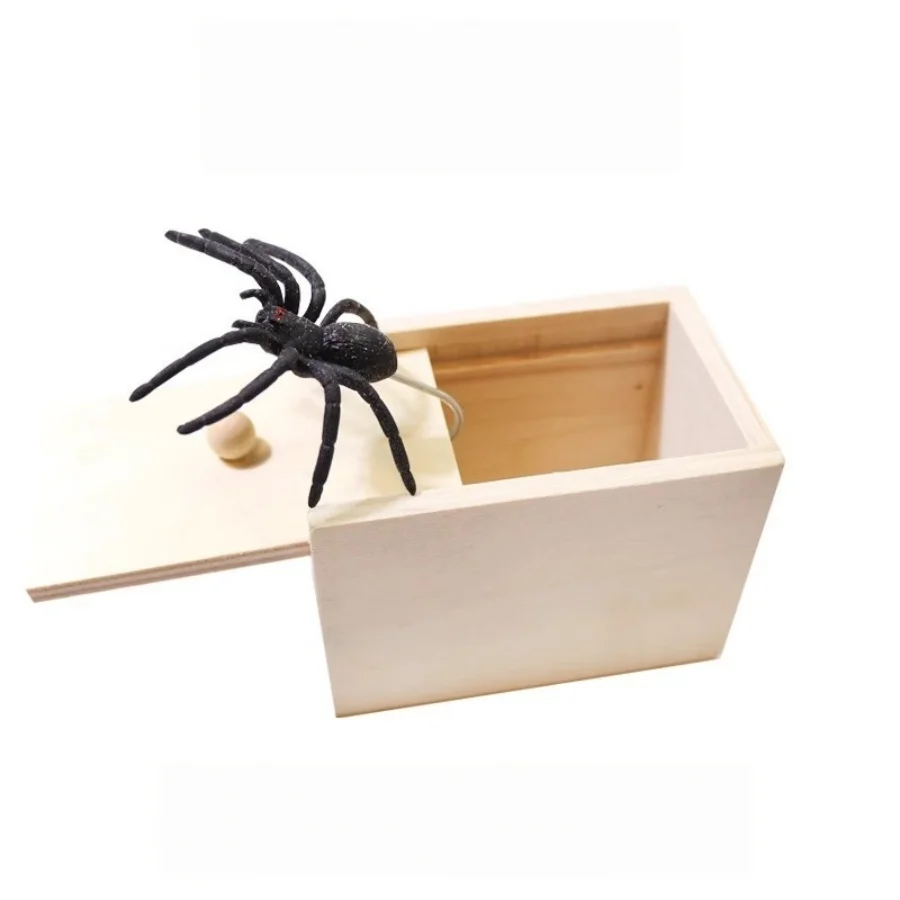 Halloween scare wooden box gift - prank spider and bug prank gift box - creative prank and mischief-themed gift