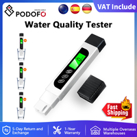 Podofo 3 in 1 Digital Water Quality Tester TDS Meter Range 0-9999ppm Multifunctional Water Purity Temperature Meter EC Tester