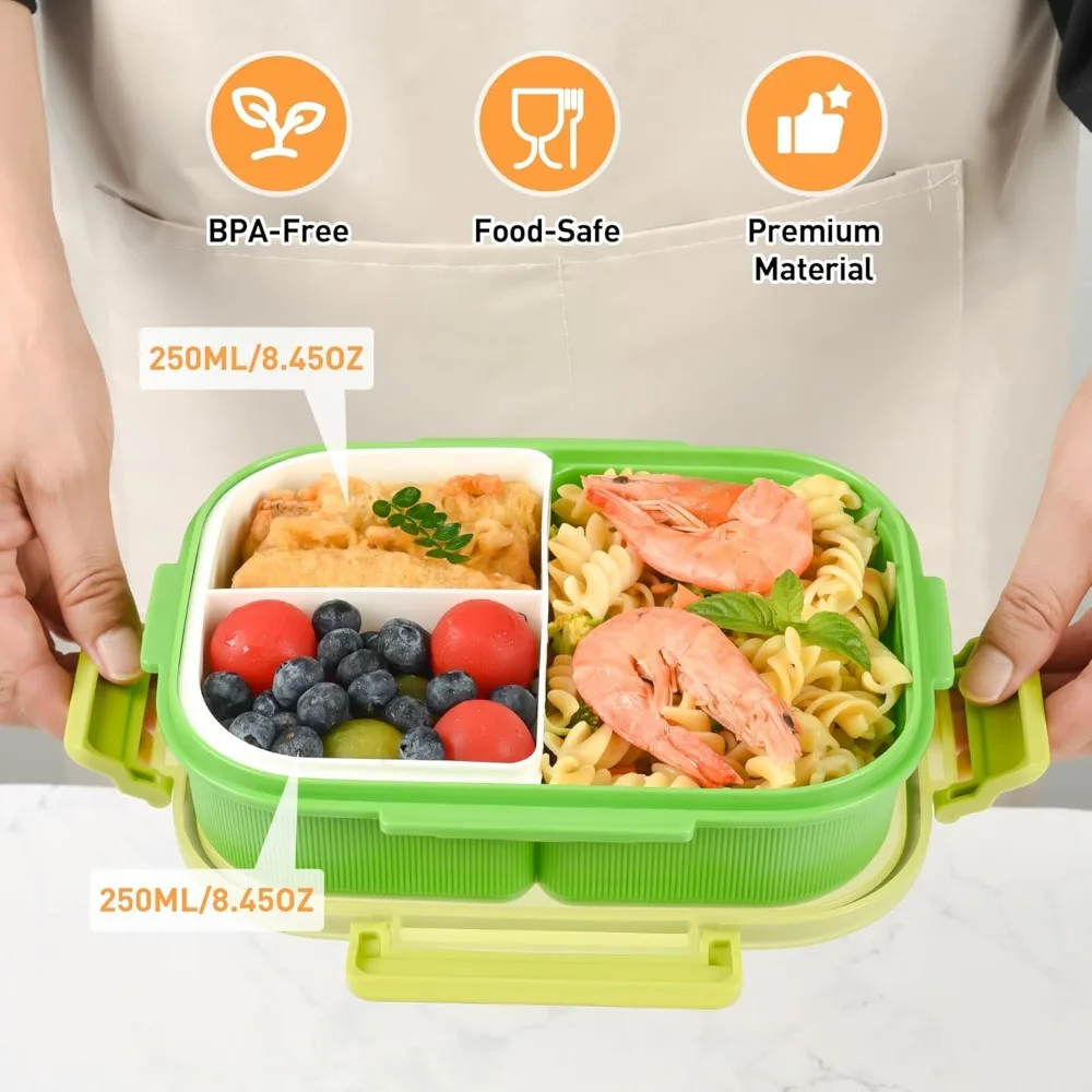 Bento Boxes with Removable Compartments for Adults & Kids,1000ml Lunch Box with Spoon & Water Cup,BPA-Free,Microwave & Dishwashe