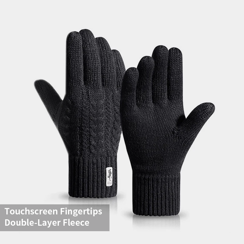 

Winter Touchscreen Gloves for men Warm Fleece Lined Knitted Wool Gloves Stretchy Thermal Mittens for Cold Weather Outdoor