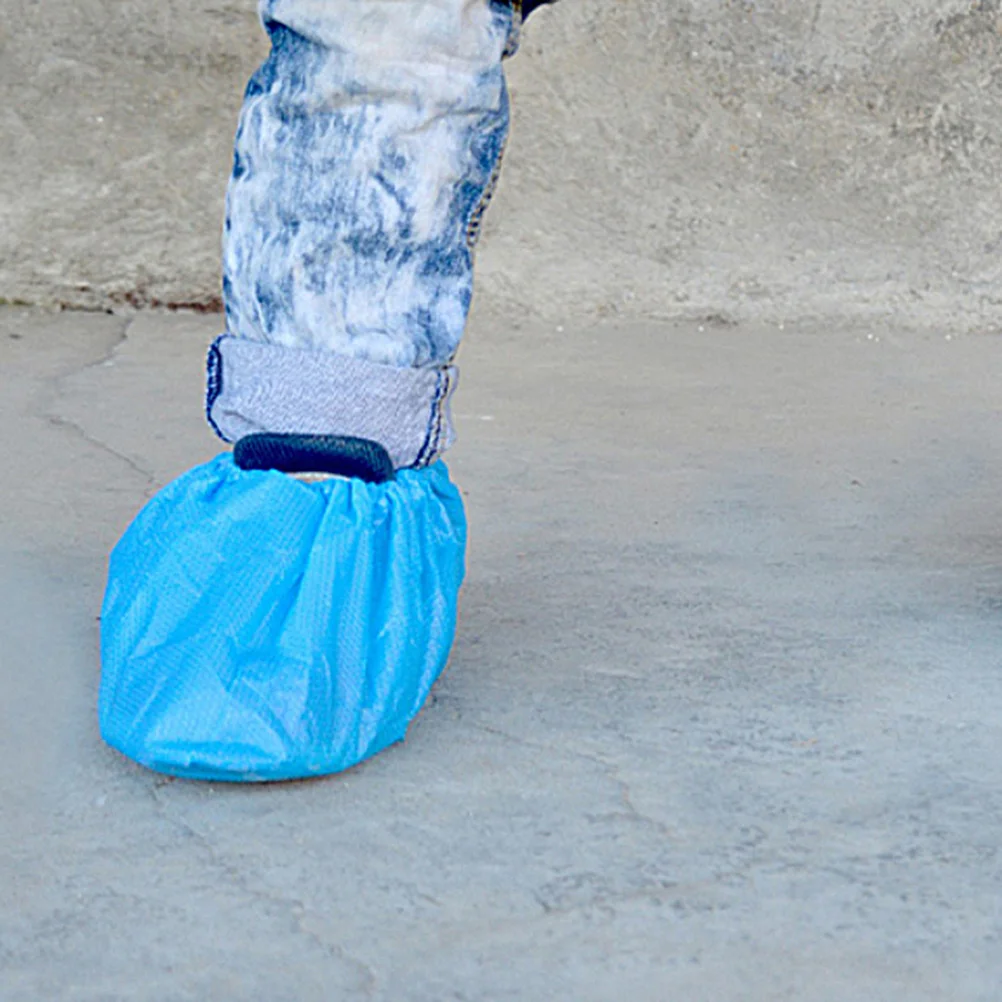 

100Pcs Waterproof Shoe Covers Disposable Plastic Boot Covers for Anti Slip Outdoor Indoor Use Blue Size Small 1-4